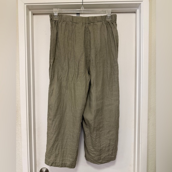 Tahari linen pants - size L - khaki green - wide leg - Picture 2 of 7